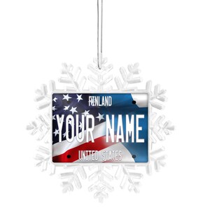 Personalized Ornament Custom Name Mixed USA and Finland Flag