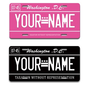 Spersonalizowana tablica rejestracyjna niestandardowa Washington DC State Pink Blackout Holiday 2021 Vanity Tag - Pojazd Rower Motocykl Wózek golfowy Motorower