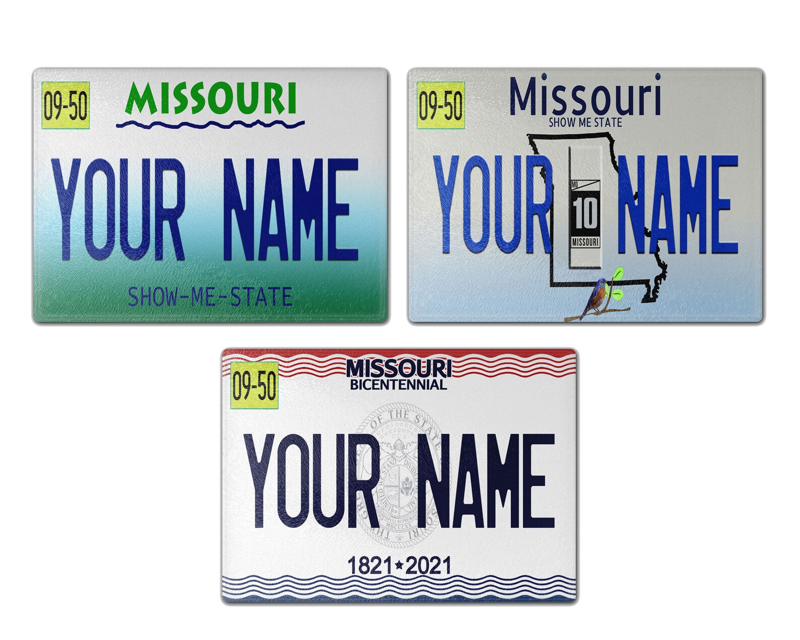 Personalized Custom Name Missouri State License Plate Glass Etsy
