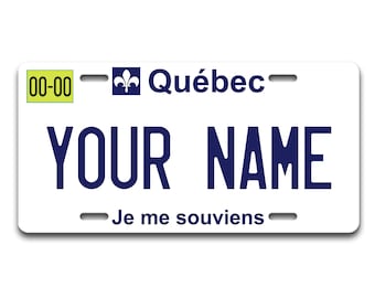 Personalized License Plate Custom Name Canada Quebec State Vanity Tag - Vehicle Bicycle Motorcycle Golf Cart Moped