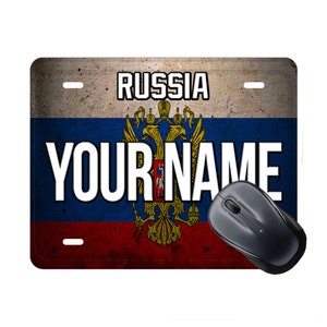 Personalized Mouse Pad Custom Name License Russia Flag Plate Square