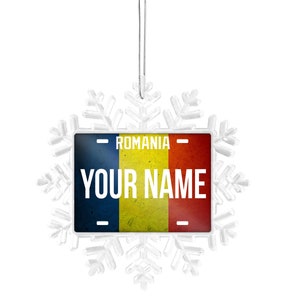 Personalized Ornament Custom Name License Romania Flag Plate