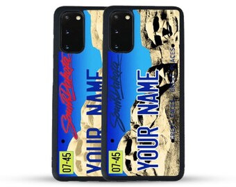 Personalized South Dakota License Plate Rubber Phone Samsung Galaxy s22 s23 5G FE A23 A24 A53 A54 Plus Ultra Flip Fold 3 4 5