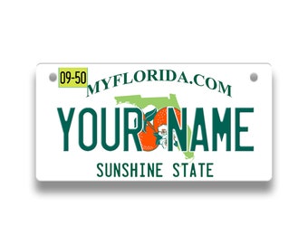 Personalized License Plate Custom Florida State Vanity Tag - Vehicle Bicycle Motorcycle Golf Cart Moped