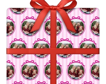 Personalized Adorned in Bows Photo Wrapping Paper | Upload Your Photo for a Gift Wrap with Bow Design | 24” W
