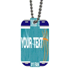 Personalized Military Dog Tag Necklace Custom Name Basketball Charlotte License Plate Single Sided Metal  with Beaded Chain