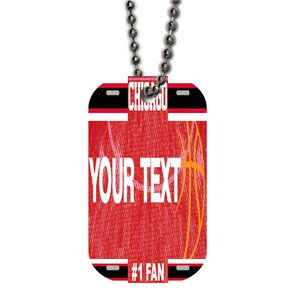 Personalized Military Dog Tag Necklace Custom Name Basketball Chicago License Plate Single Sided Metal  with Beaded Chain