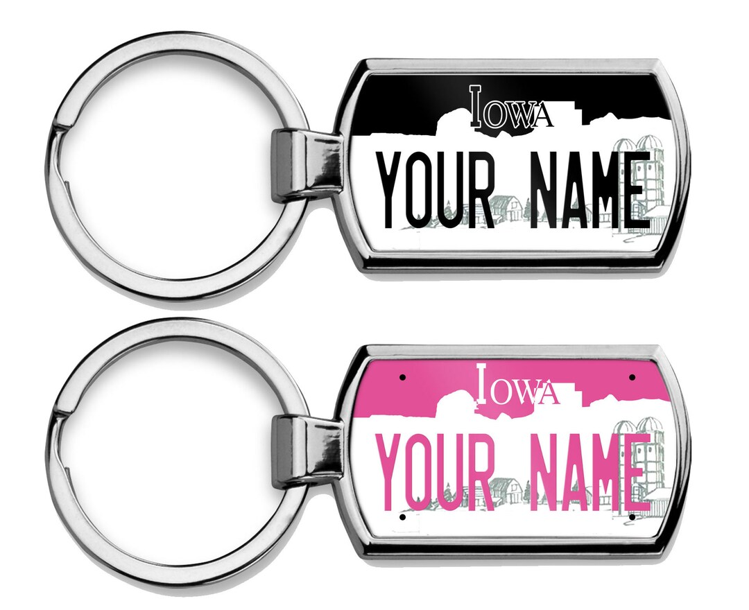 Iowa Keychain Personalized Keychain Custom Name Iowa State Pink Blackout Holiday 2021 ...