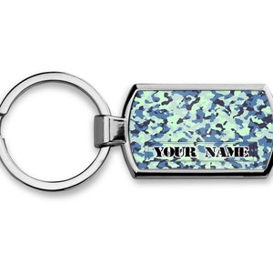 Personalized Keychain Custom Name Army Camouflage Metal