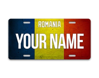 Personalized License Plate Custom Name License Romania Flag Plate - Vehicle Bicycle Motorcycle Golf Cart Moped