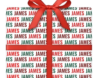 Personalized Holly Jolly Name Wrapping Paper | Christmas Gift Wrap with Your Name | 24” W