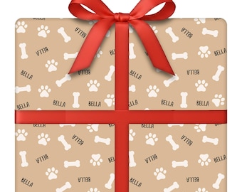 Personalized Tails and Treats Wrapping Paper | Pet Gift Wrap with Cute Dog and Cat Design | 24” W