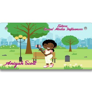 Personalisierter Kennzeichen Custom Future Social Media Influencer African American Girl Vanity Tag - Fahrrad Motorrad Golf Cart Moped