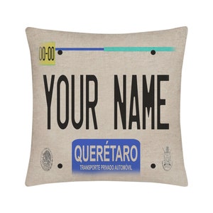 Personalized Pillow Cover Custom Name Mexico Queretaro 15.75x15.75 inches Linen  - no insert