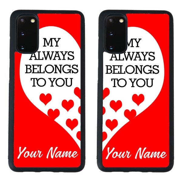 Personalized All Set Of 2 My Heart Belongs To You BFF With Heart Phone Galaxy s22 s23 5G FE A23 A24 A53 A54 Plus Ultra Flip Fold 3 4 5