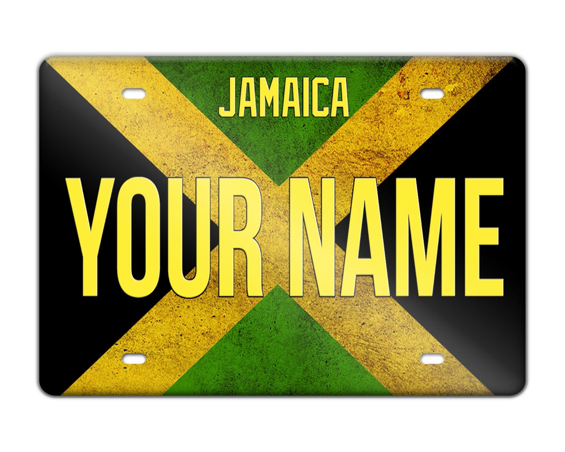 Personalized Custom Name License Jamaica Flag Plate Square Etsy