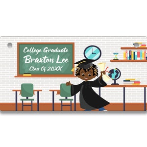 Personalisierter Kennzeichen Custom Future College Graduate African American Boy Vanity Tag - Fahrrad Motorrad Golf Cart Moped