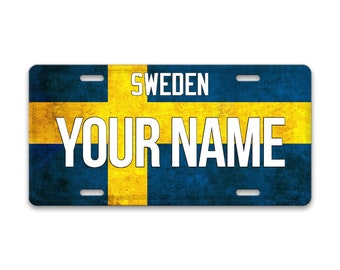Personalized License Plate Custom Name License Sweden Flag Plate - Vehicle Bicycle Motorcycle Golf Cart Moped