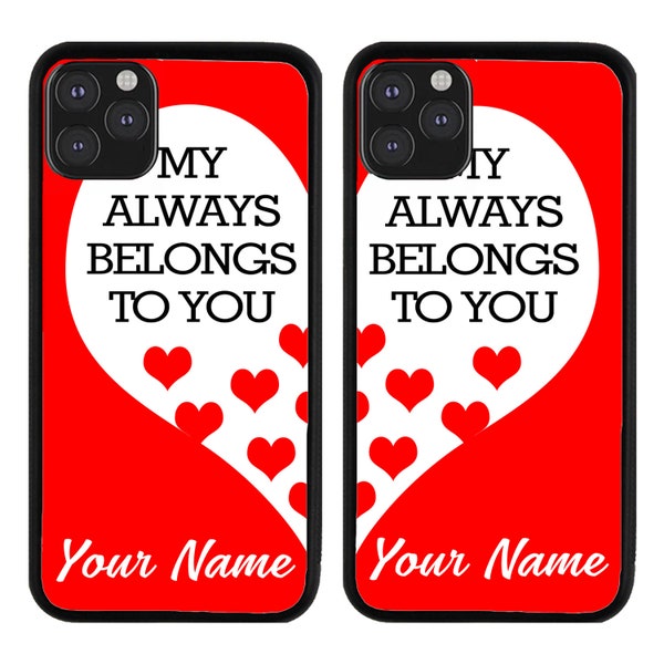 Personalized All Set Of 2 Detailed My Heart Belongs To BFF With Heart Case for iPhone 6 7 8 Plus X XS 11 12 13 14 15 Plus Pro Max Mini iPod