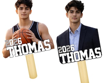 Personalized Senior Night Fan Stick Big Head Photo Cutout | Custom Name & Year | Upload Sports Action or Portrait Photo | Game Day Prop