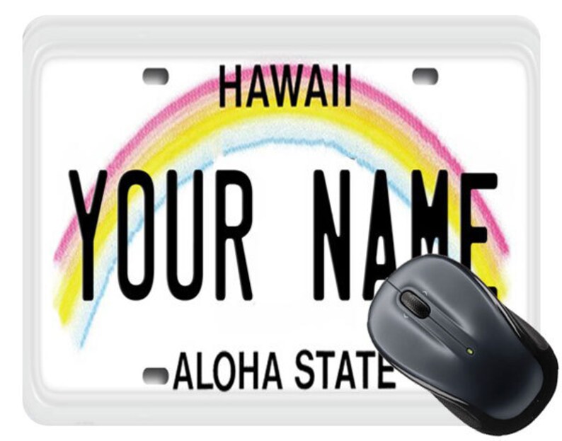 Personalized Custom Hawaii License Plate Square Mouse Pad Etsy