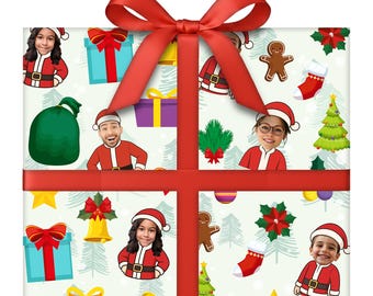 Personalized Santa Face Wrapping Paper | Upload Your Face for a Funny Custom Christmas Gift Wrap | 24” W