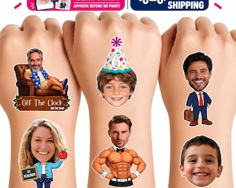 Personalized Custom Temporary Tattoos | Face Cutout Photo Party Favors