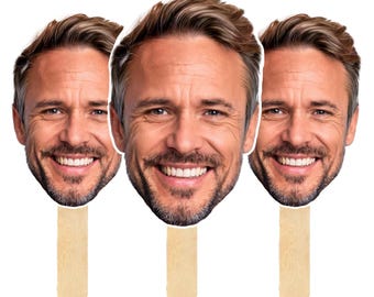 Personalized Big Head Cutout on a Stick Custom Face Cutout Party Decor Accessories Upload Photo Image for Birthday, Weddings, Retirement etc