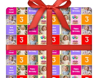 Personalized Birthday Memories Wrapping Paper | Upload Your Photo for a Custom Birthday Gift Wrap | 24” W