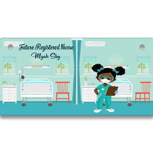 Personalisiertes Kennzeichen Custom Future Registered Nurse African American Girl Vanity Tag - Fahrrad Motorrad Golf Cart Moped