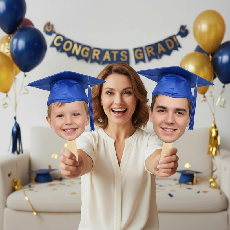 Personalized Graduation Face Sticks - Personalized Big Head Cutout ...