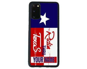 Personalized Custom Name Riding Thru Texas Rubber Phone Samsung Galaxy s22 s23 5G FE A23 A24 A53 A54 Plus Ultra Flip Fold 3 4 5