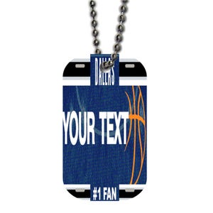Personalized Military Dog Tag Necklace Custom Name Basketball Dallas License Plate Single Sided Metal  with Beaded Chain