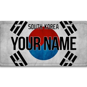 パーソナライズされたナンバープレートカスタム名ライセンス韓国国旗プレート - 車両自転車オートバイゴルフカートモペット