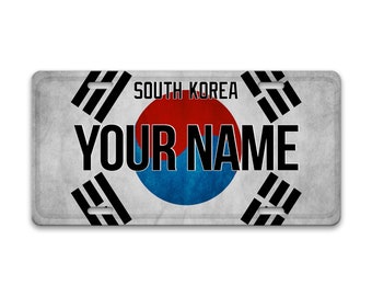 Personalized License Plate Custom Name License South Korea Flag Plate - Vehicle Bicycle Motorcycle Golf Cart Moped