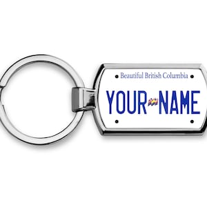 Personalized Keychain Custom Name Canada British Columbia Metal