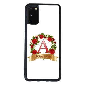 Nombre personalizado Hermosa corona de rosas con letra de monograma de estandarte dorado Galaxy s22 s23 5G FE A23 A24 A53 A54 Plus Ultra Flip Fold 3 4 5