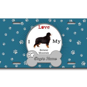 パーソナライズされたナンバープレートカスタム名 I Love My Bernese Mountain Dog Lover バニティタグ - 車両 自転車 オートバイ ゴルフカート モペット
