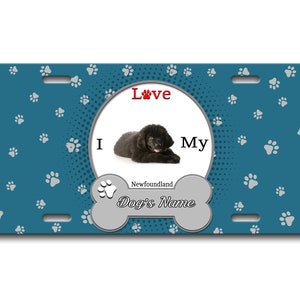 Gepersonaliseerde nummerplaat aangepaste naam ik hou van mijn Newfoundland Dog Lover Vanity Tag - Voertuig Fiets Motorfiets Golf Cart Bromfiets