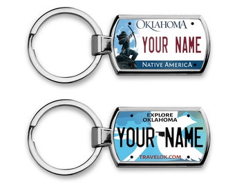 Personalized Keychain Custom Oklahoma License Plate Metal