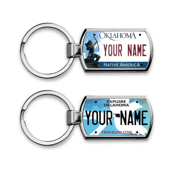 Oklahoma License Plate Keychain Etsy