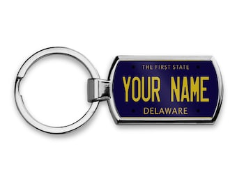 Personalized Keychain Custom Delaware License Plate Metal