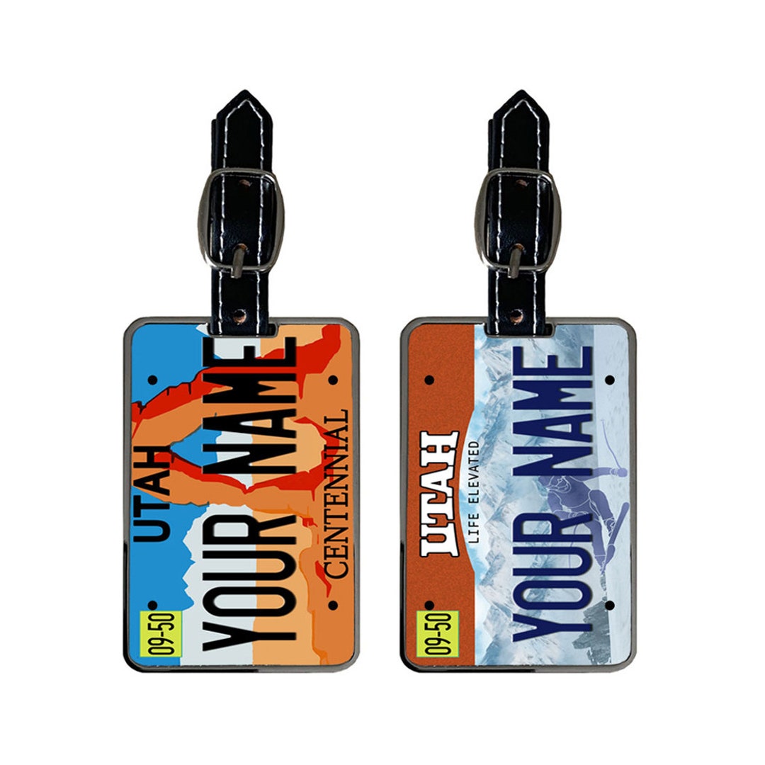 Personalized Luggage Tag Custom Name Utah State License Plate With Strap Etsy UK