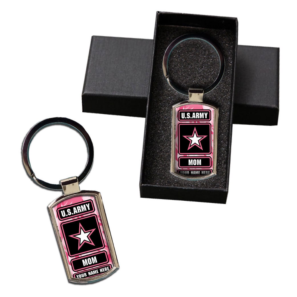 Porte-clés personnalisé Nom personnalisé Army Mom Metal