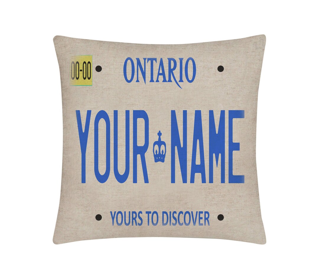 Personalized Pillow Cover Custom Name Canada Ontario 15.75x15.75 Inches Linen No Insert Etsy