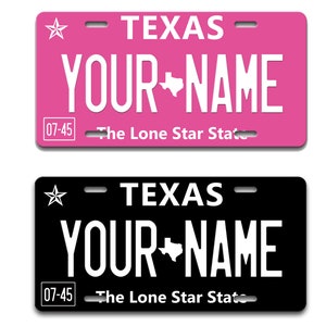 Custom Pink Blackout Texas State License Plate - Personalized Holiday 2021 Vanity Tag for Vehicles, Bicycles, Motorcycles, Golf Carts, and Mopeds - Stand out with Unique Stylish Design.