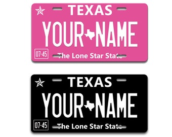Personalized License Plate Custom Texas State Pink Blackout Holiday 2021 Vanity Tag - Vehicle Bicycle Motorcycle Golf Cart Moped