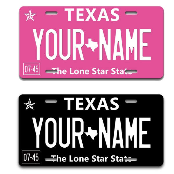 Personalized License Plate Custom Texas State Pink Blackout Holiday 2021 Vanity Tag - Vehicle Bicycle Motorcycle Golf Cart Moped