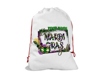 Personalized Gift Wrap Bag Custom Name Let's Mardi Gras Yall Santa Sack