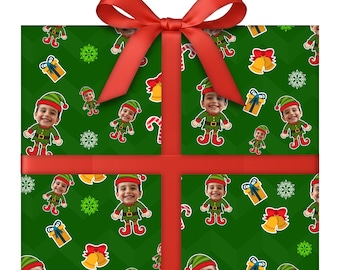 Personalized Elf Yourself Wrapping Paper | Upload Your Face for a Funny Custom Christmas Gift Wrap | 24” W